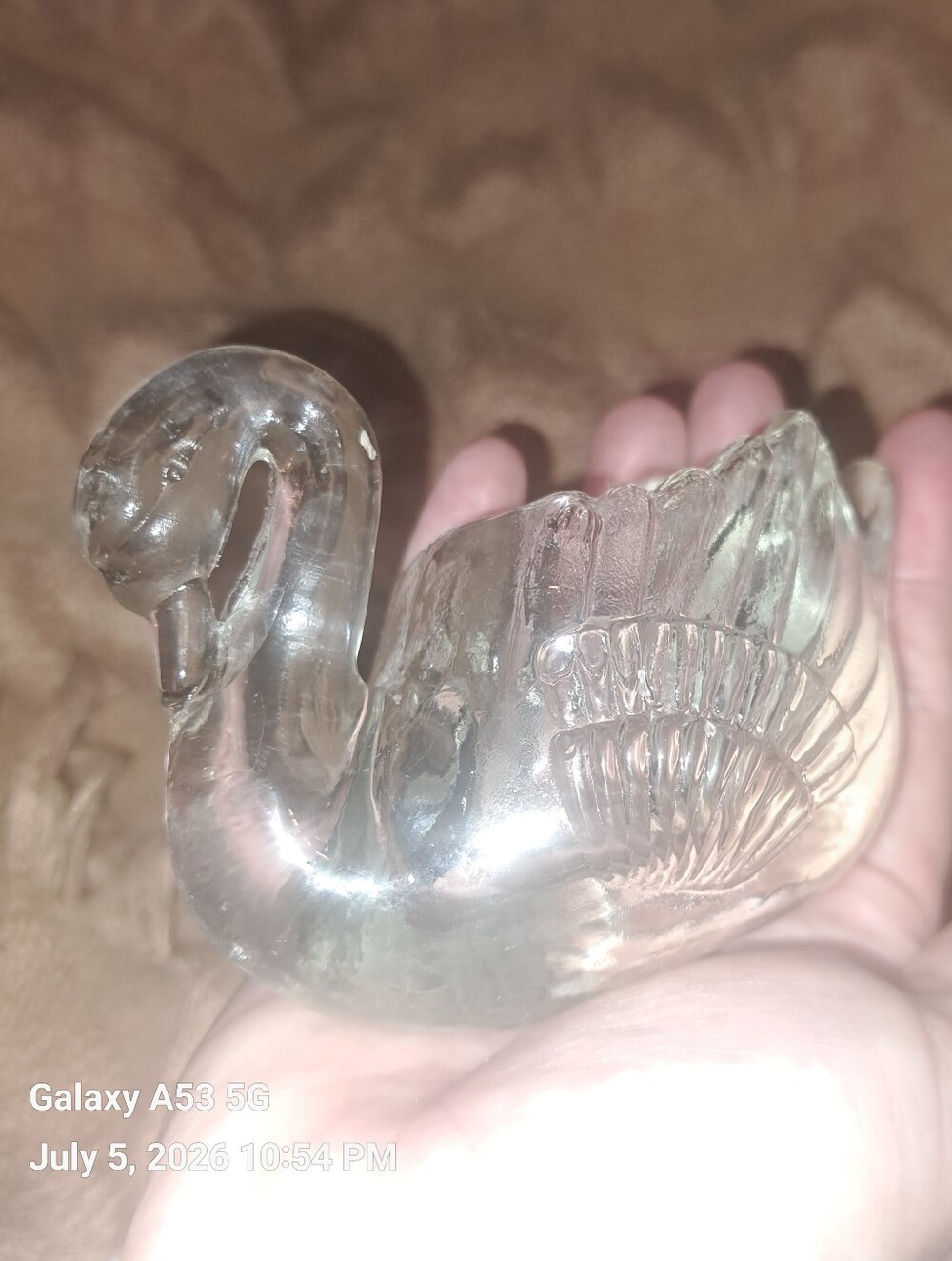 Clear Glass Swan Figurine - Translucent